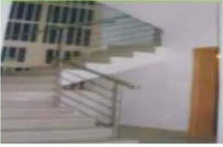 Staircase with steel balustrade inside FCMB regional head office, Kano